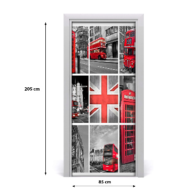 Lipdukas ant durų Londono koliažas