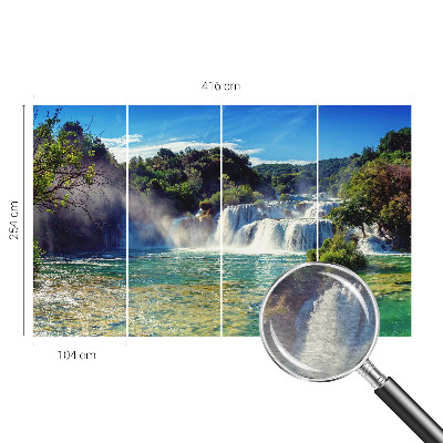 Sienų danga fototapetas su vandens krioklio peizažu