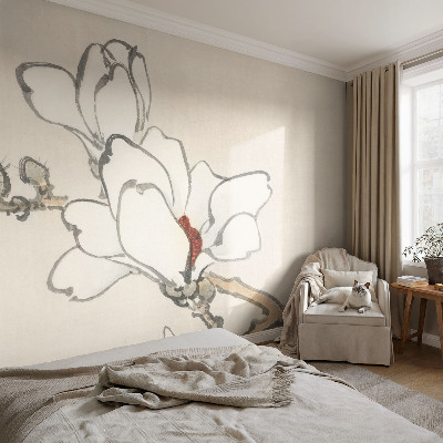 Aukštos kokybės fototapetas su subtiliu magnolijos motyvu