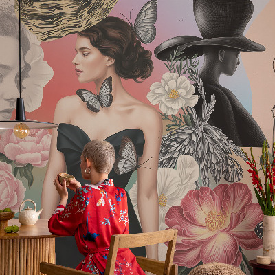 Sienų danga fototapetas Žiedai ir portretai