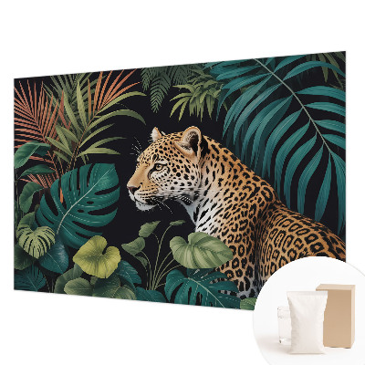 Plaunamas flizelininis fototapetas su egzotiniu leopardo motyvu