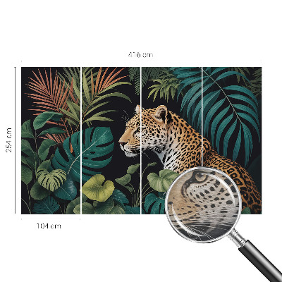 Plaunamas flizelininis fototapetas su egzotiniu leopardo motyvu