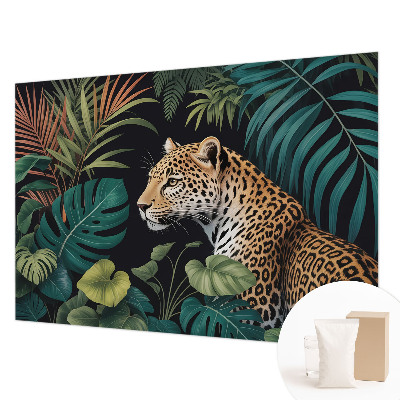 Plaunamas flizelininis fototapetas su egzotiniu leopardo motyvu