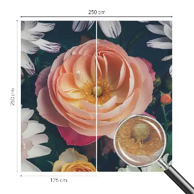 Fototapetas ant sienos su „Blomsterharmoni“ gėlių raštu