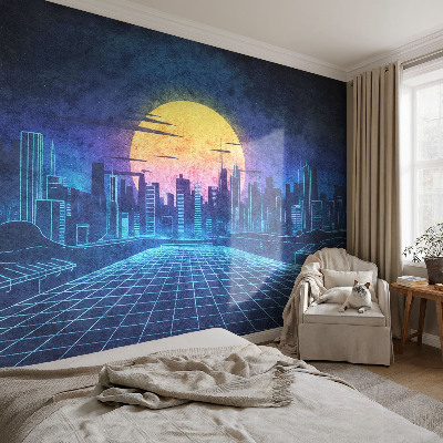 Sienų danga fototapetas su futuristiniu peizažu