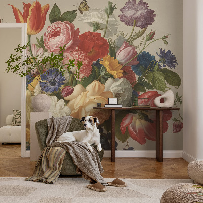 Dekoratyvinis fototapetas Bloomster og sommerfugle