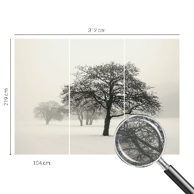 Dekoratyvinis fototapetas su žiemos medžių motyvu
