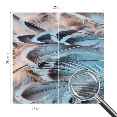 Modernus fototapetas su mėlynu plunksnų motyvu