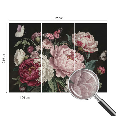 Modernus fototapetas Pæoner og sommerfugle