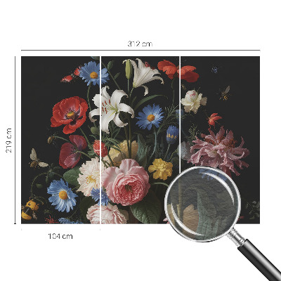 Sienų danga fototapetas Blomster med insecter