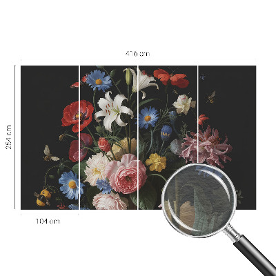 Sienų danga fototapetas Blomster med insecter