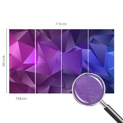 Fototapetas miegamajam su raudonai violetinėmis trikampėmis