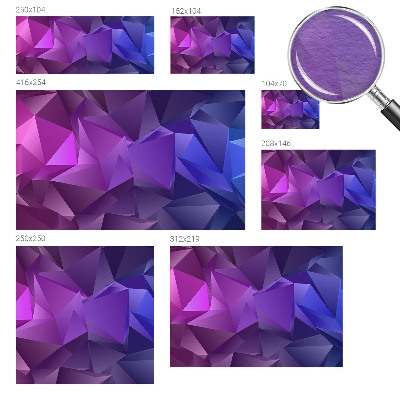 Fototapetas miegamajam su raudonai violetinėmis trikampėmis