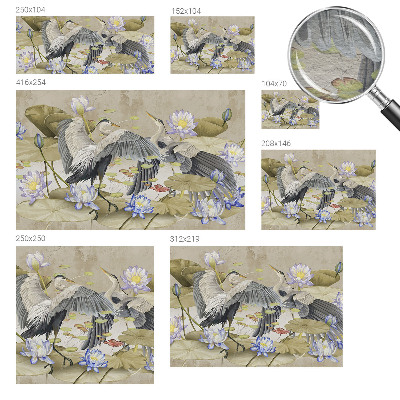 Tapetas Fugle og liljer