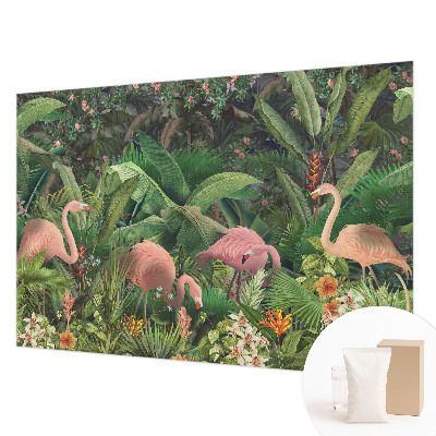 Modernus fototapetas su rožinės spalvos flamingais