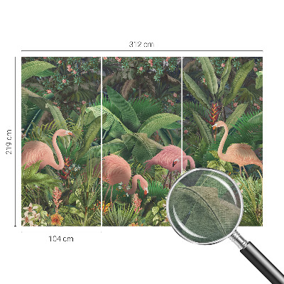 Modernus fototapetas su rožinės spalvos flamingais