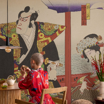 Sienų danga fototapetas su Japonijos teatro motyvu