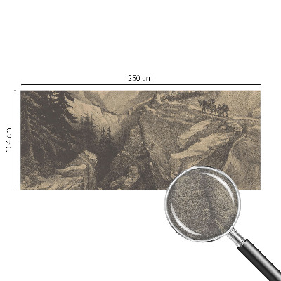 Stilingas fototapetas su piešiniais vaizduojančiais kalnus