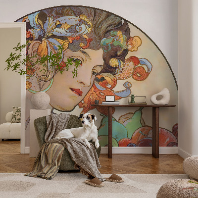 Tapetas su spalvingu Art Nouveau stiliaus raštu