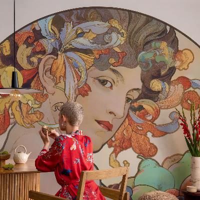 Tapetas su spalvingu Art Nouveau stiliaus raštu