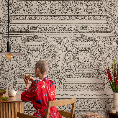Fototapetas svetainei klasikinio ornamentinio rašto dizainas
