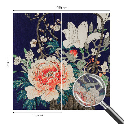 Fototapetas miegamajam su gėlių krepšio motyvu