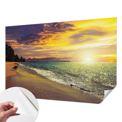 3D fototapetas sienoms su paplūdimiu prie saulės