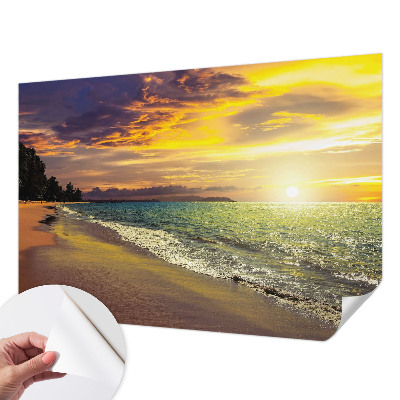 3D fototapetas sienoms su paplūdimiu prie saulės
