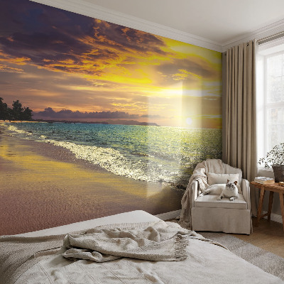 3D fototapetas sienoms su paplūdimiu prie saulės