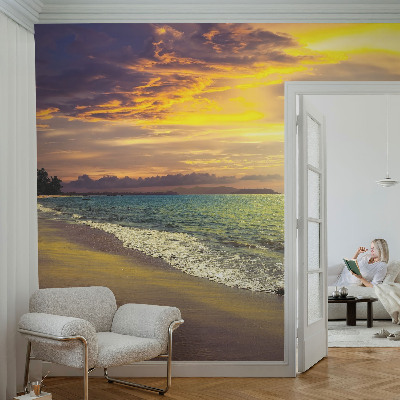 3D fototapetas sienoms su paplūdimiu prie saulės