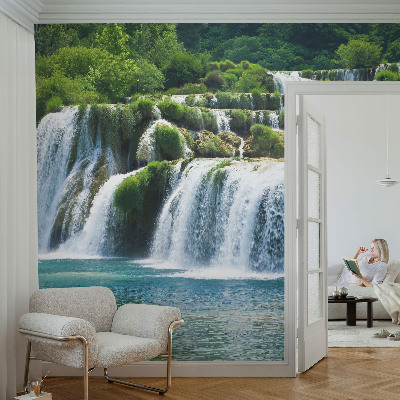 3D fototapetas su natūralaus medžio harmonikiniu raštu