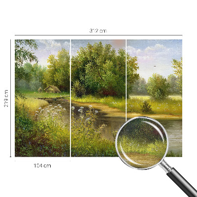 3D fototapetas sienoms su kaimišku peizažu
