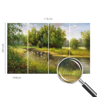 3D fototapetas sienoms su kaimišku peizažu