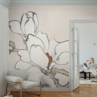 Savaime lipnus fototapetas su subtiliu magnolijų motyvu