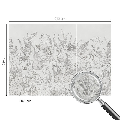 3D fototapetas sienoms su miško gyvūnų motyvu