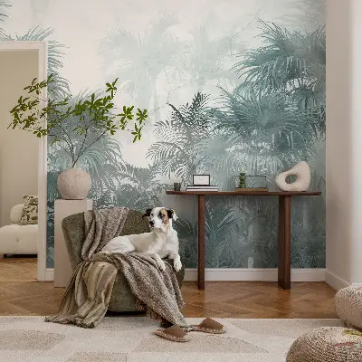 3D fototapetas sienoms su egzotišku žaliu raštu
