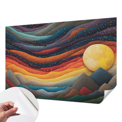 3D fototapetas su spalvingais kalnais