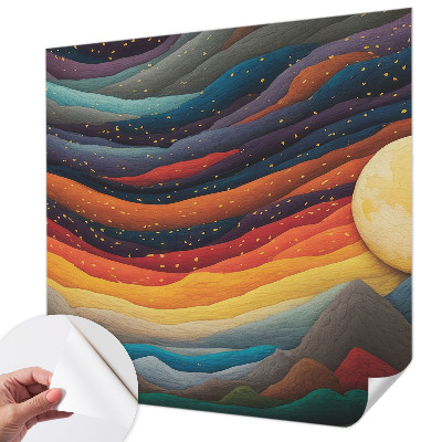 3D fototapetas su spalvingais kalnais