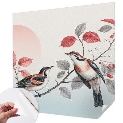 3D fototapetas su sėdinčiais paukščiais