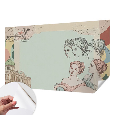 3D fototapetas su klasiniu koliažu