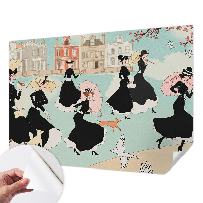 Savaime lipnus fototapetas Kvinder går