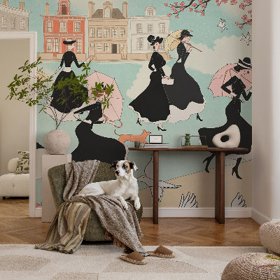 Savaime lipnus fototapetas Kvinder går