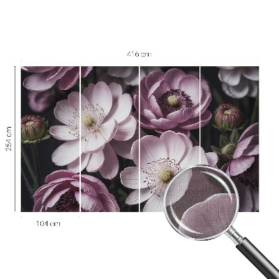 Fototapetas vaikams su gėlių motyvais, suteikiančiu subtilų elegantišką įspūdį