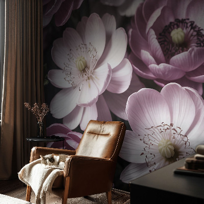 Fototapetas vaikams su gėlių motyvais, suteikiančiu subtilų elegantišką įspūdį