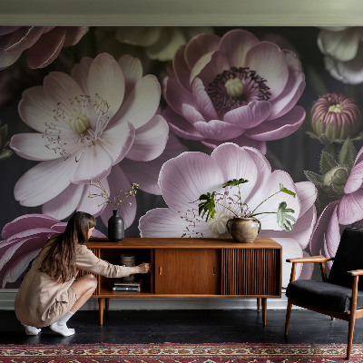 Fototapetas vaikams su gėlių motyvais, suteikiančiu subtilų elegantišką įspūdį