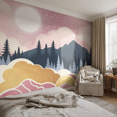 Savaime lipnus fototapetas Lyserød solnedgang