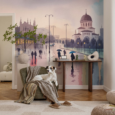 Fototapetai En regnfuld gåtur