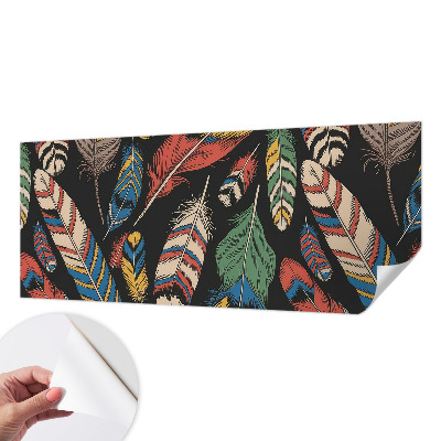3D fototapetas su spalvingu plunksnų motyvu
