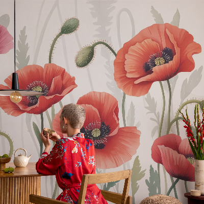 Fototapetas vaikams su raudonomis aguonomis