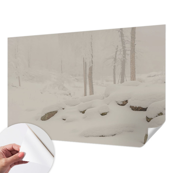 3D fototapetas su sniegu papuoštu miško motyvu